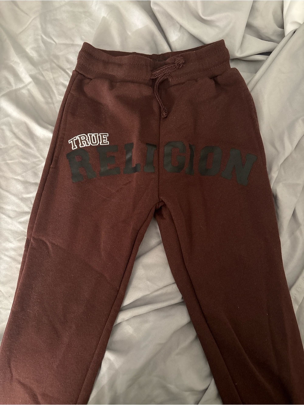 True Religion Boys Maroon Sweatpants with Black Logo